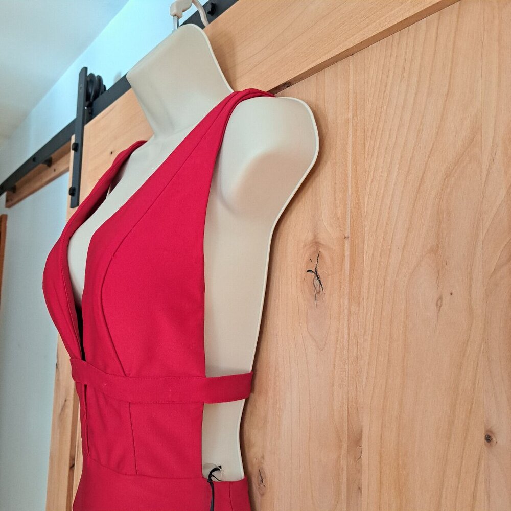 Atria Red Mermaid Prom Dress Gown S Cutout Backless Formal 6539H 4 6 Horsetail - Picture 3 of 10